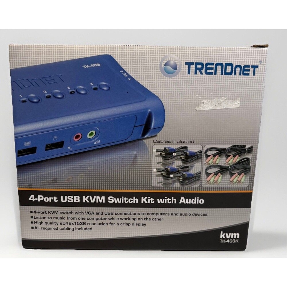 TRENDnet  TK TK409K 4-Ports USB KVM Switch Kit with Audio Cables NEW